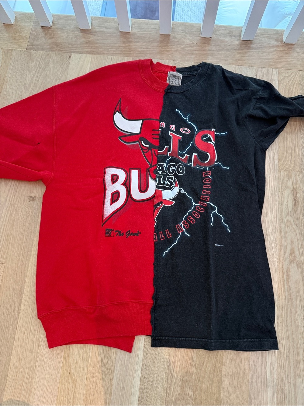 Chicago Bulls Split Red & Black Graphic Top custom LF FURST OF A KIND